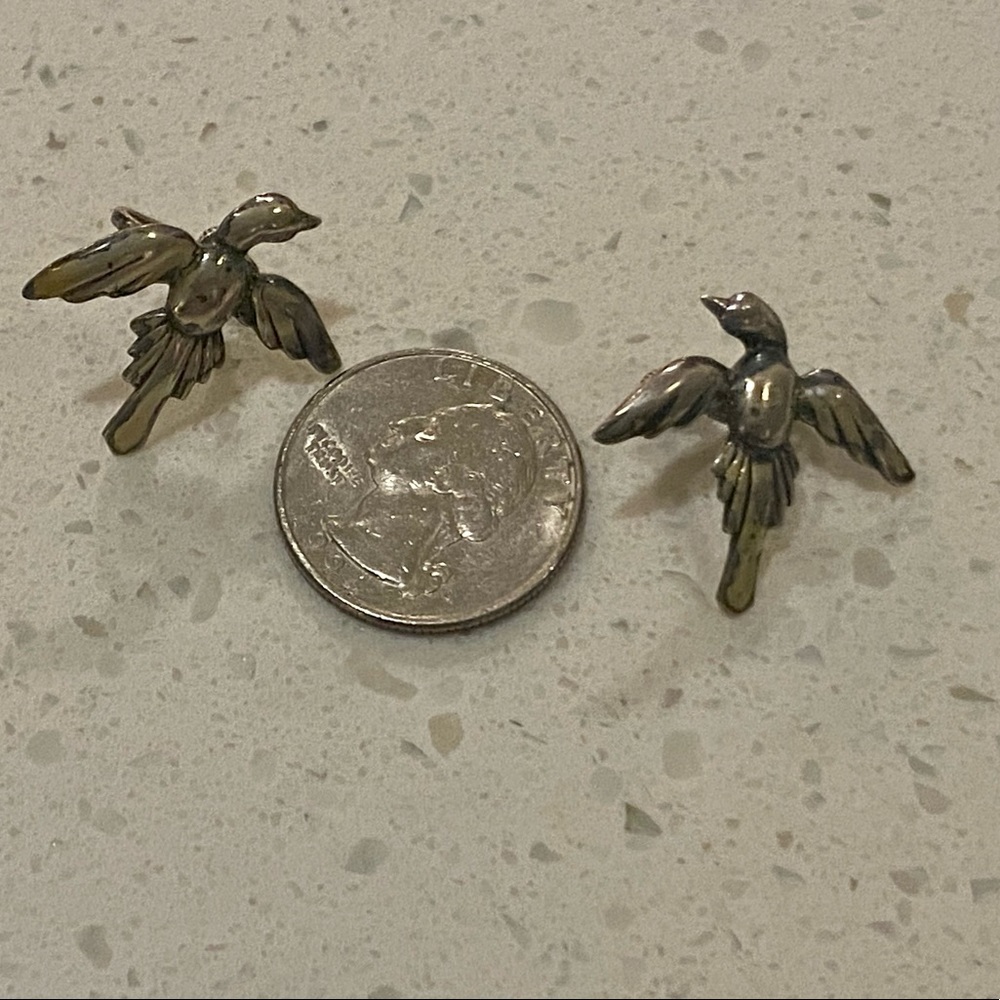 Vintage sterling silver screw on bird earrings - Picture 6 of 6